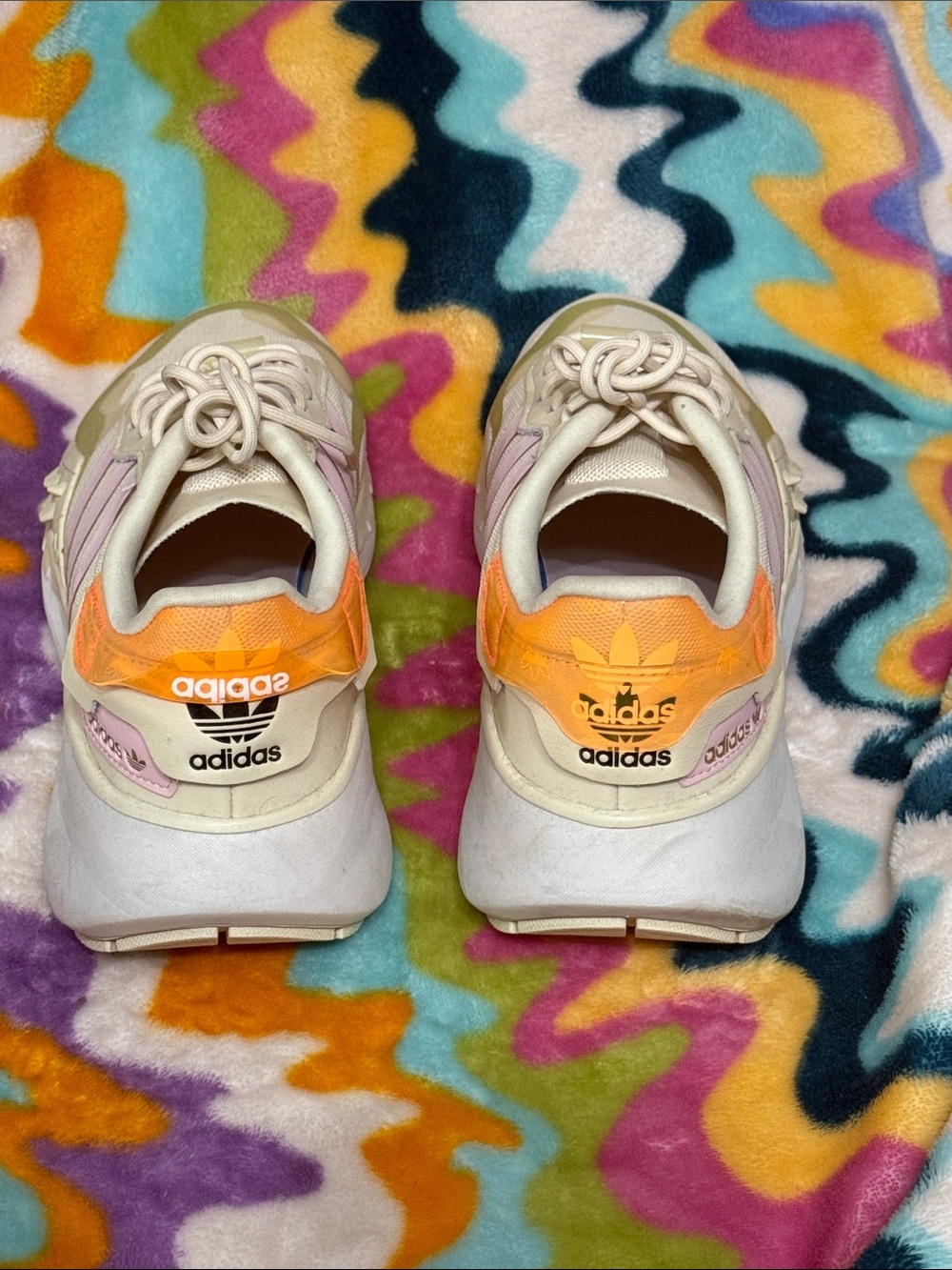 adidas Women’s Cream and Pink Retro Runner Sneakers - Picture 2 of 4